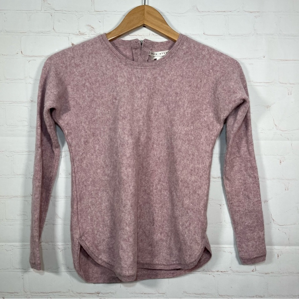 Max Studio Womens 2 Ply Cashmere Sweater Womens Size XS Purple Back Zip